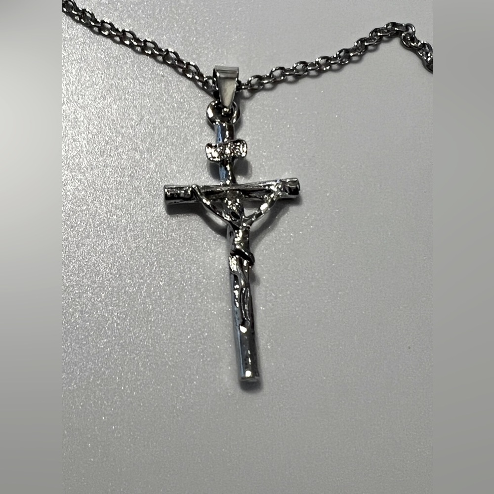 Stainless Steel Retro Cross Pendant Necklace